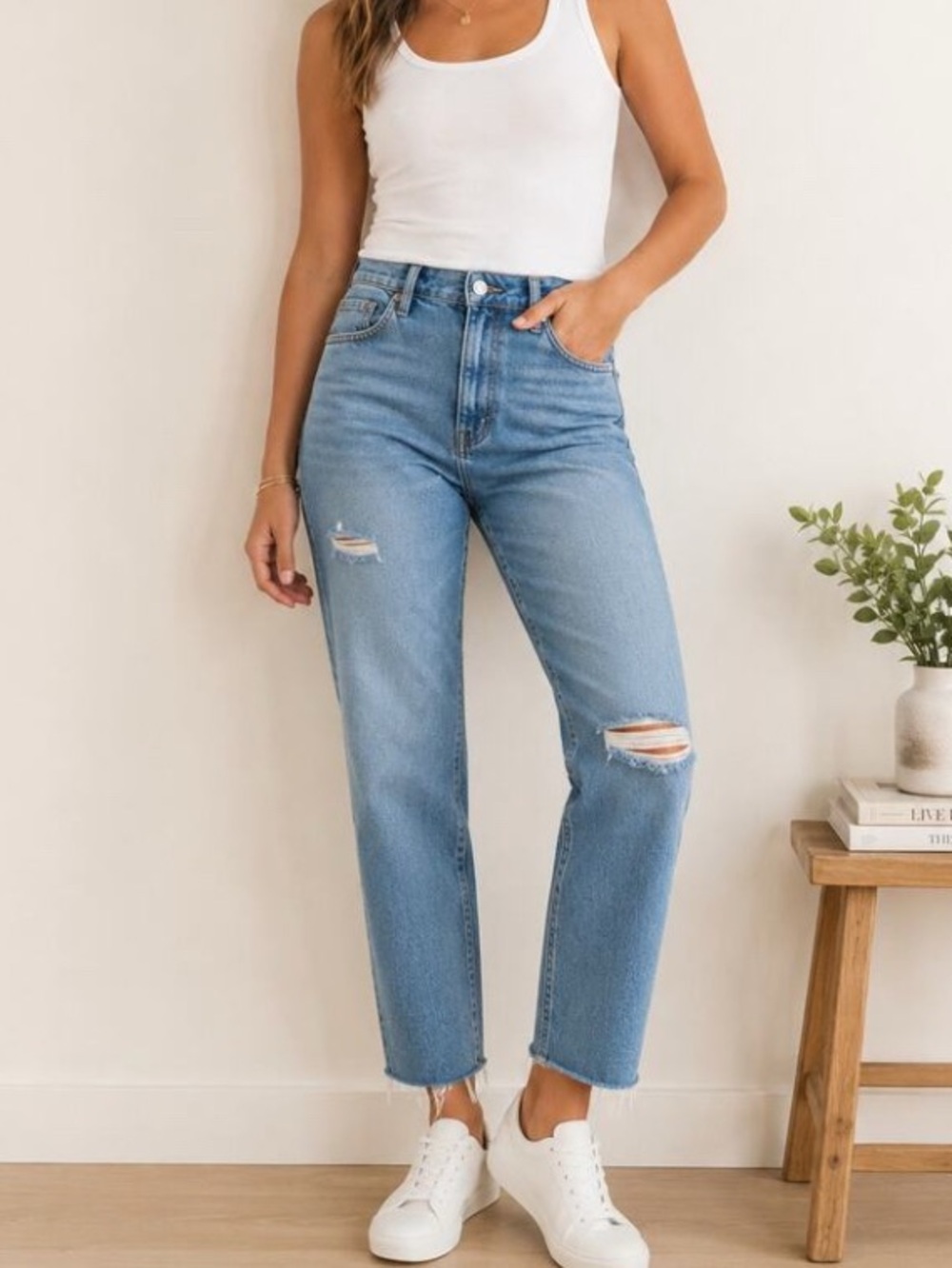 Madewell The Perfect Vintage Jean Raw Hem Distressed size 26